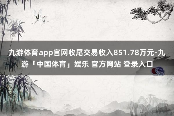 九游体育app官网收尾交易收入851.78万元-九游「中国体育」娱乐 官方网站 登录入口