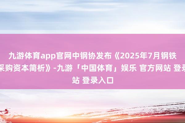 九游体育app官网中钢协发布《2025年7月钢铁原料采购资本简析》-九游「中国体育」娱乐 官方网站 登录入口