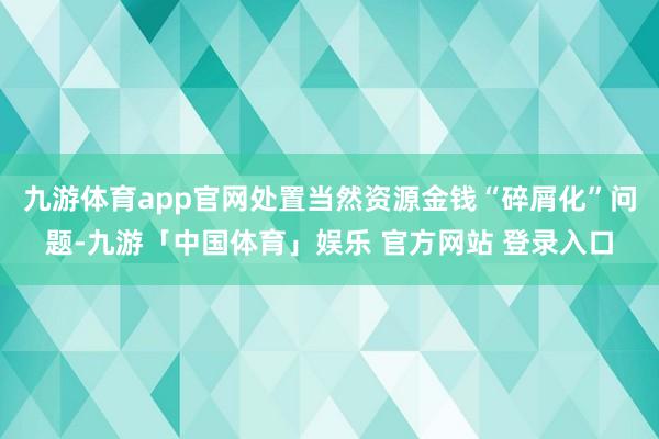 九游体育app官网处置当然资源金钱“碎屑化”问题-九游「中国体育」娱乐 官方网站 登录入口