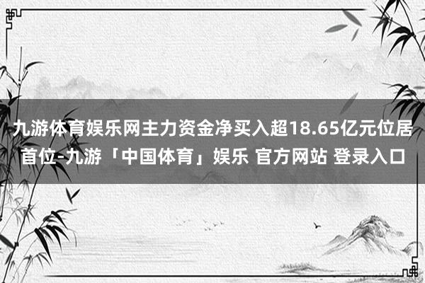 九游体育娱乐网主力资金净买入超18.65亿元位居首位-九游「中国体育」娱乐 官方网站 登录入口