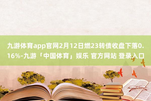 九游体育app官网2月12日燃23转债收盘下落0.16%-九游「中国体育」娱乐 官方网站 登录入口